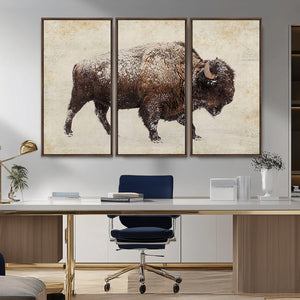 Buffalo Wall Art, Western Bison Canvas Print, Rustic Buffalo