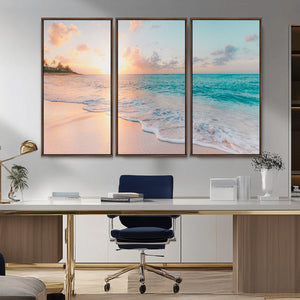 Beach Sunrise Wall Art, Coastal Seascape Canvas Print, Ocean