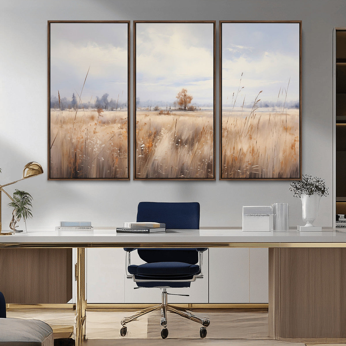 Golden Fields Wall Art Print Canvas – Serene Landscape of