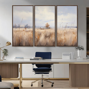 Golden Fields Wall Art Print Canvas – Serene Landscape of