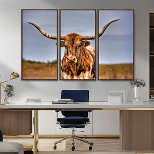 Texas Longhorn Wall Art Print, Framed Longhorn Cow Wall Art