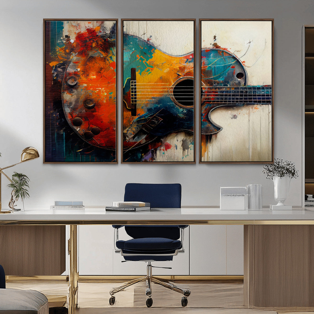 Abstract Guitar Wall Art Canvas | Vibrant Music-Inspired Art