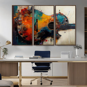 Abstract Guitar Wall Art Canvas | Vibrant Music-Inspired Art