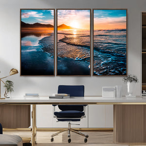 Sunset Beach Ocean Canvas Wall Art – Tranquil Ocean