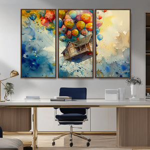 UP-Inspired Floating House with Balloons Canvas Art –