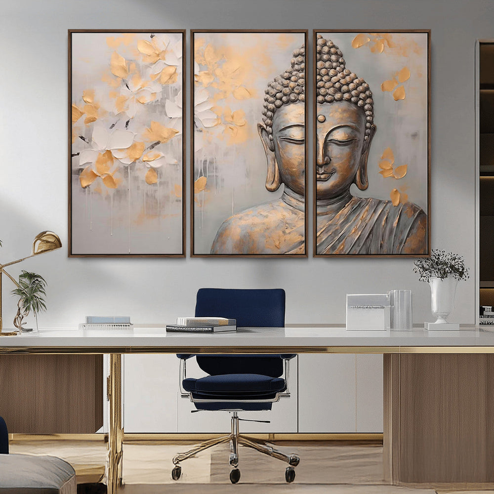 Abstract Buddha Statue Wall Art Canvas Print - Modern