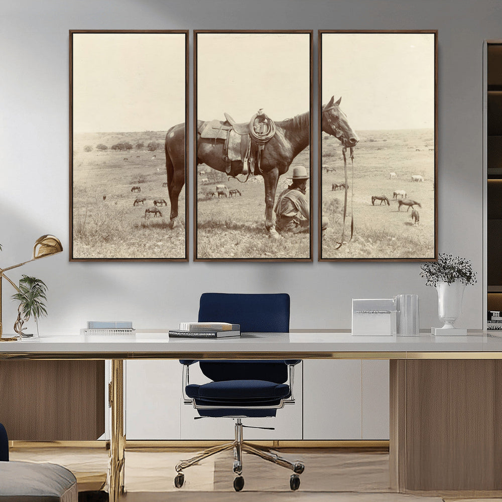 Cowboy Wall Art - Western Horse Canvas Print - Vintage