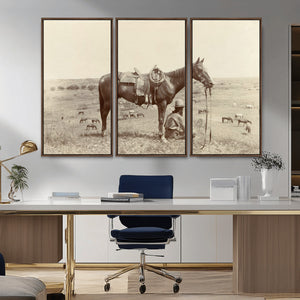 Cowboy Wall Art - Western Horse Canvas Print - Vintage
