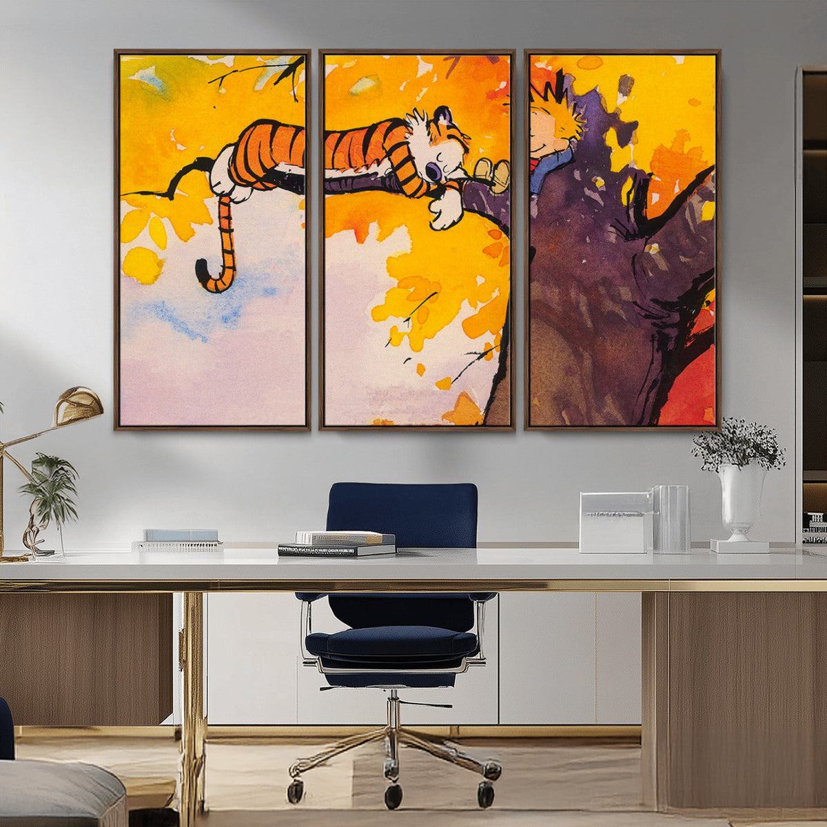 Calvin and Hobbes Tree Scene Canvas Print | 3 Panel Large