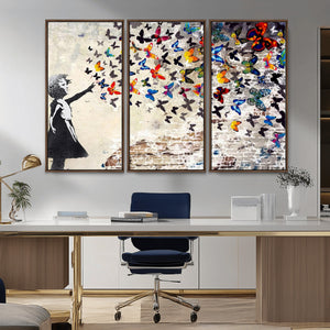 Banksy Graffiti Wall Art Canvas Print: Girl Releasing