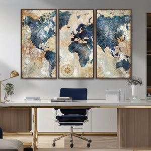 World Map Canvas Print – Framed Wall Art for Couples,