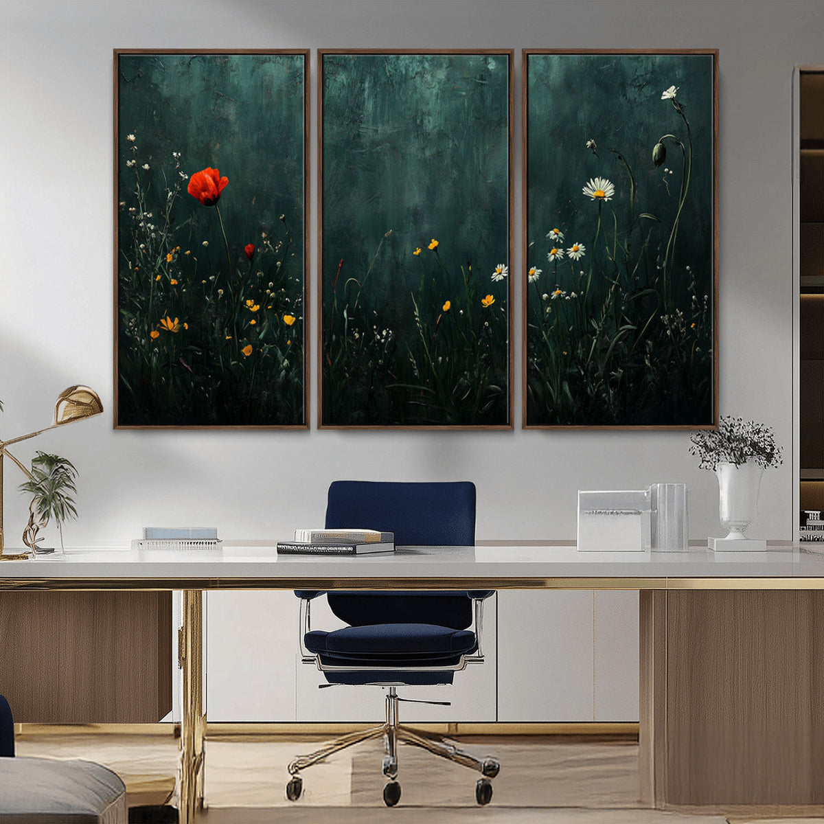 Wildflower Field Framed Wall Art, Vintage Botanical