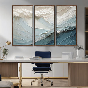 Waves Abstract Wall Art Print, Modern Framed Abstract Canvas