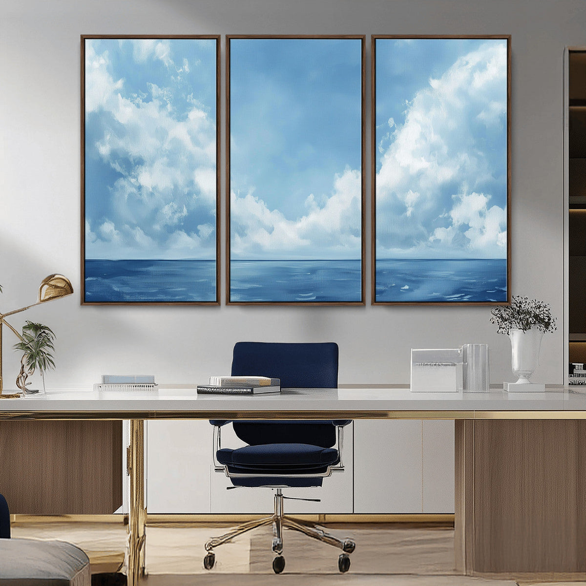 Abstract Ocean Print Artwork- Serene Blue Ocean Canvas Wall
