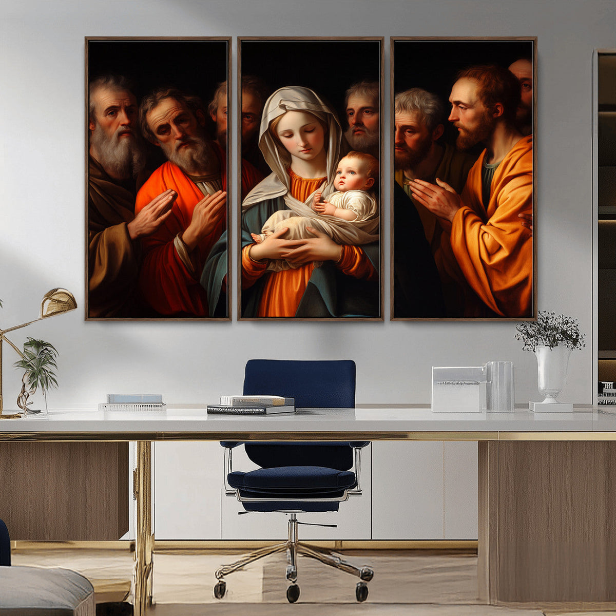 Religious Canvas Wall Art Print - Madonna and Child with