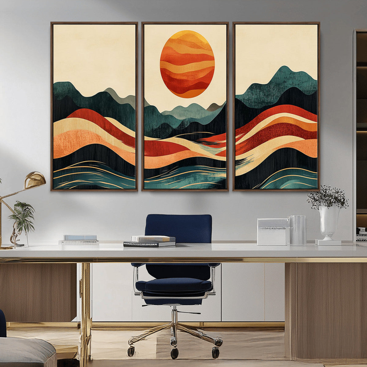 Mountain Triptych Wall Art Canvas Print – Western Nature