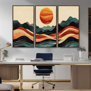 Mountain Triptych Wall Art Canvas Print – Western Nature