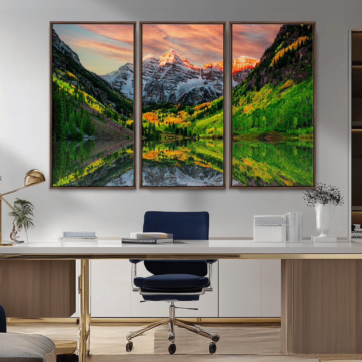 Maroon Bells Lake Wall Art Canvas Print – Framed Majestic