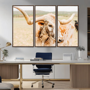 Texas Longhorn Wall Art Canvas Print – Framed Spotted Cow