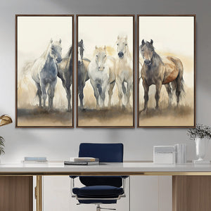 Wild Horses Wall Art Canvas Print, Framed Running Horses Art
