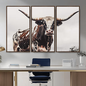Texas Longhorn Wall Art Canvas Print – Framed Spotted Bull