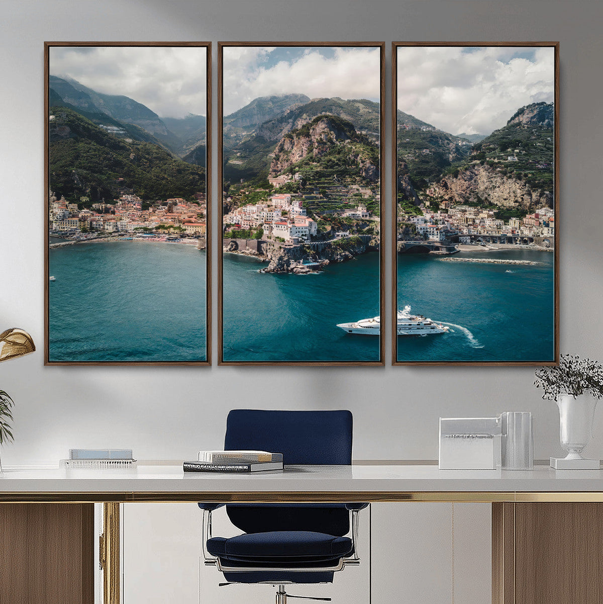 Amalfi Coast Wall Art – Framed Italian Seaside Canvas