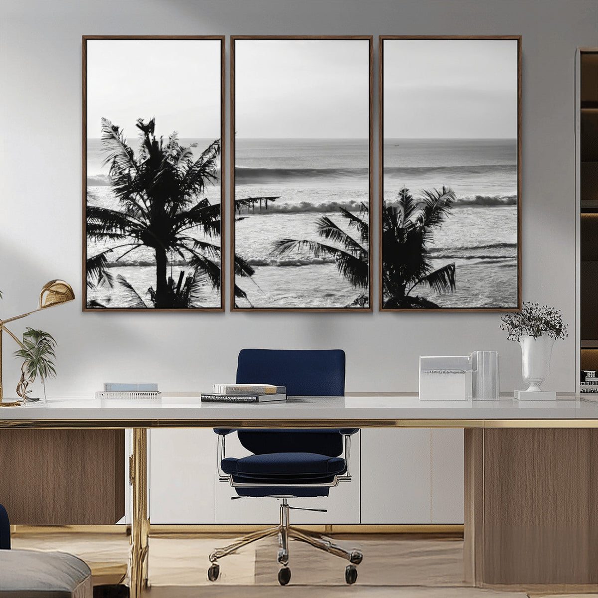 Tropical Coastline Wall Art Canvas Print – Framed Palm Trees