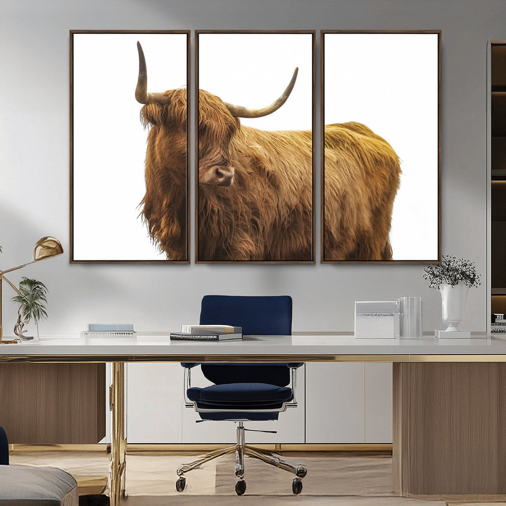 Highland Cow Wall Art Canvas Print – Framed Farmhouse Rustic