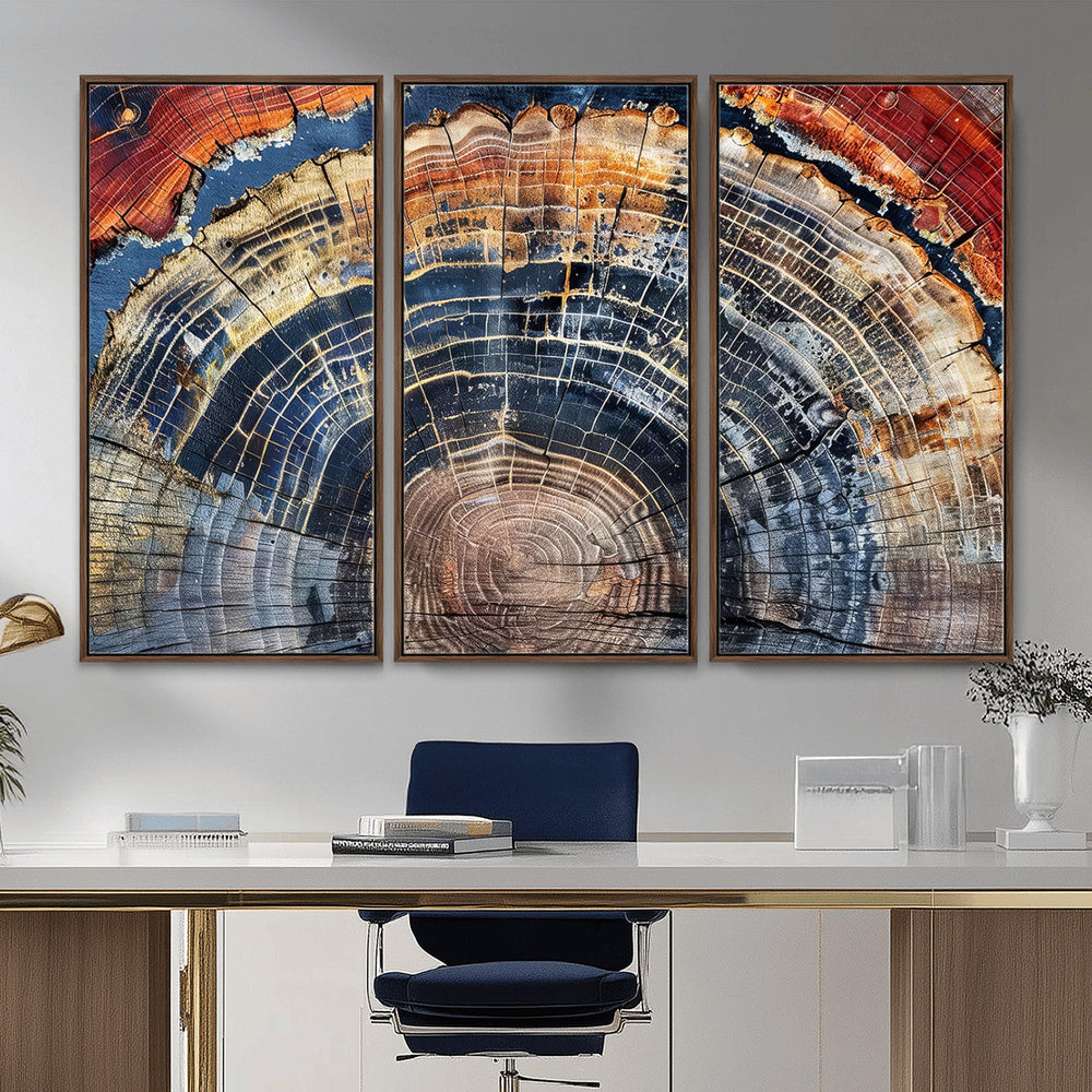 Tree Rings Wall Art Canvas Print – Framed Wood Art Picture