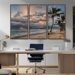 Tropical Storm Wall Art Canvas Print – Framed Moody Beach