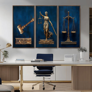 Lady Justice Wall Art Canvas Print – Elegant Gold Legal