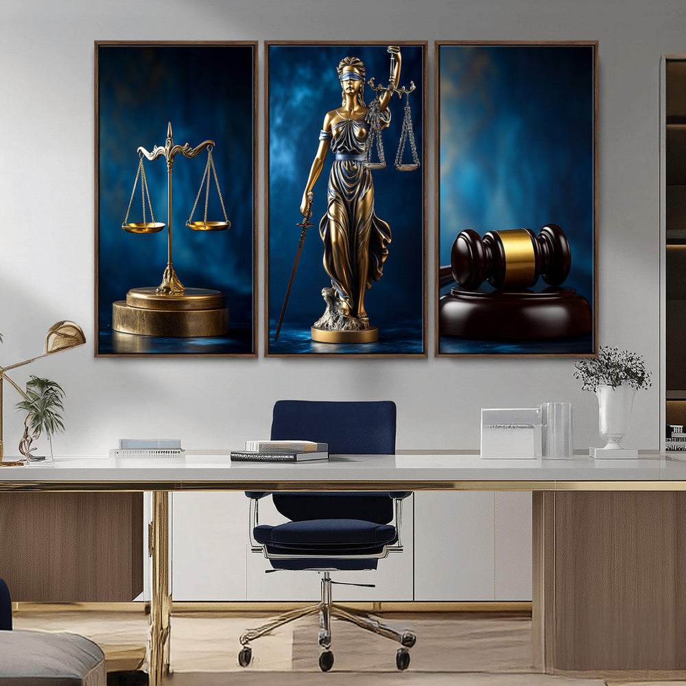 Lady Justice Wall Art Canvas Print – Elegant Gold Legal