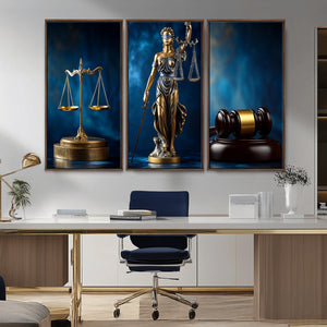 Lady Justice Wall Art Canvas Print – Elegant Gold Legal