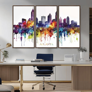 Atlanta Skyline Wall Art Canvas Print – Framed Colorful