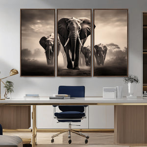 Elephant Family Wall Art Canvas Print, Framed Elephant Wall
