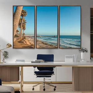 Scenic Beach Wall Art Canvas Print – Tall Palm Trees, Sandy