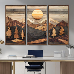 Wood Mountain Wall Art Canvas Print – Layered Forest and
