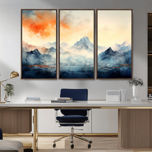 Warm Clouds Abstract Mountain Wall Art Canvas Print
