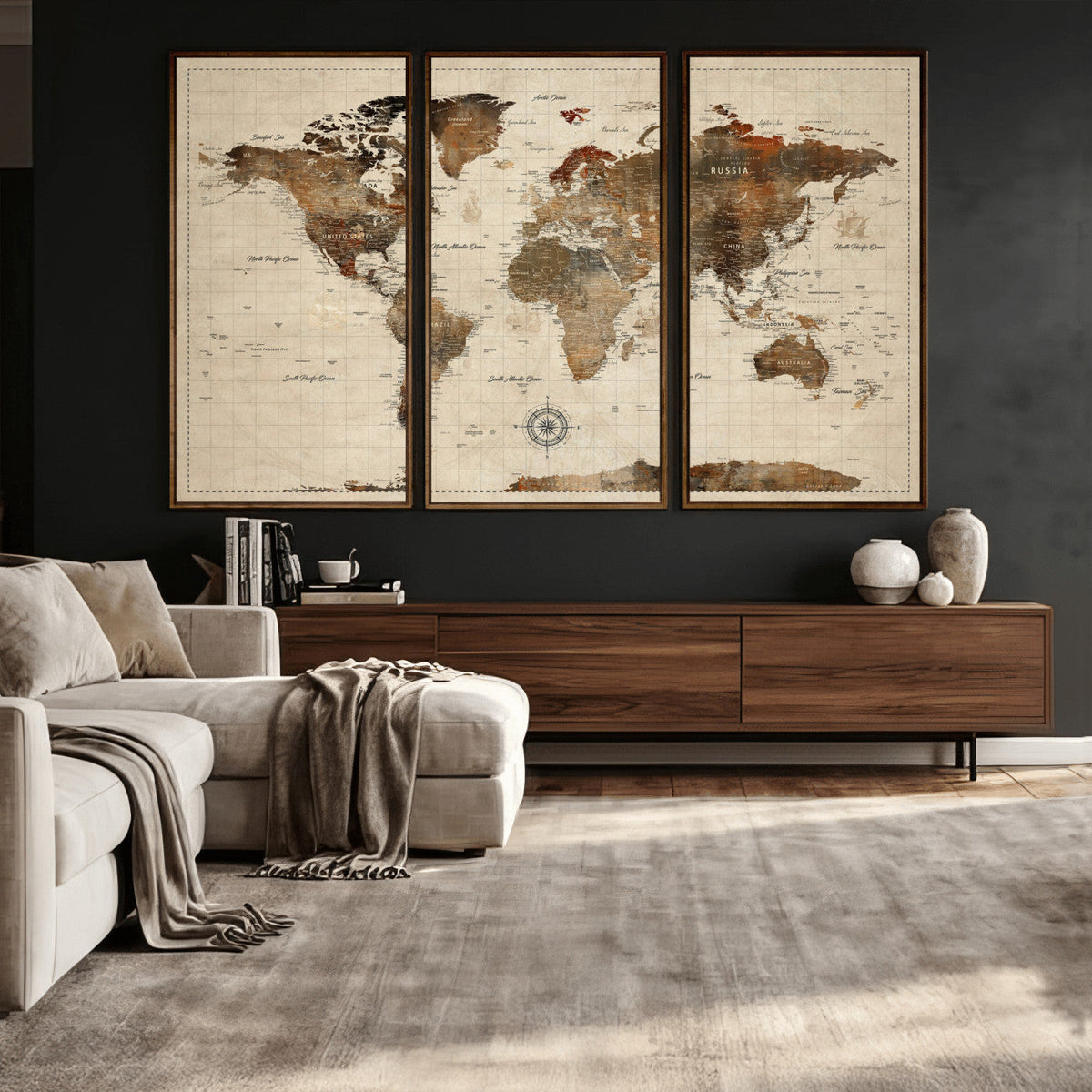 World Map Canvas Print – Framed Detailed Map of the World