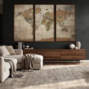World Map Canvas Print – Framed Travel Map Wall Art for