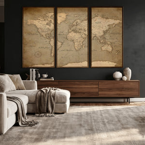 World Map Canvas Print – Framed Travel Map Wall Art for