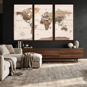World Map Canvas Print – Framed Detailed Map of the World