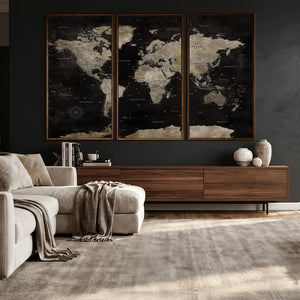 Detailed World Map Wall Art Print - Large Framed World Map