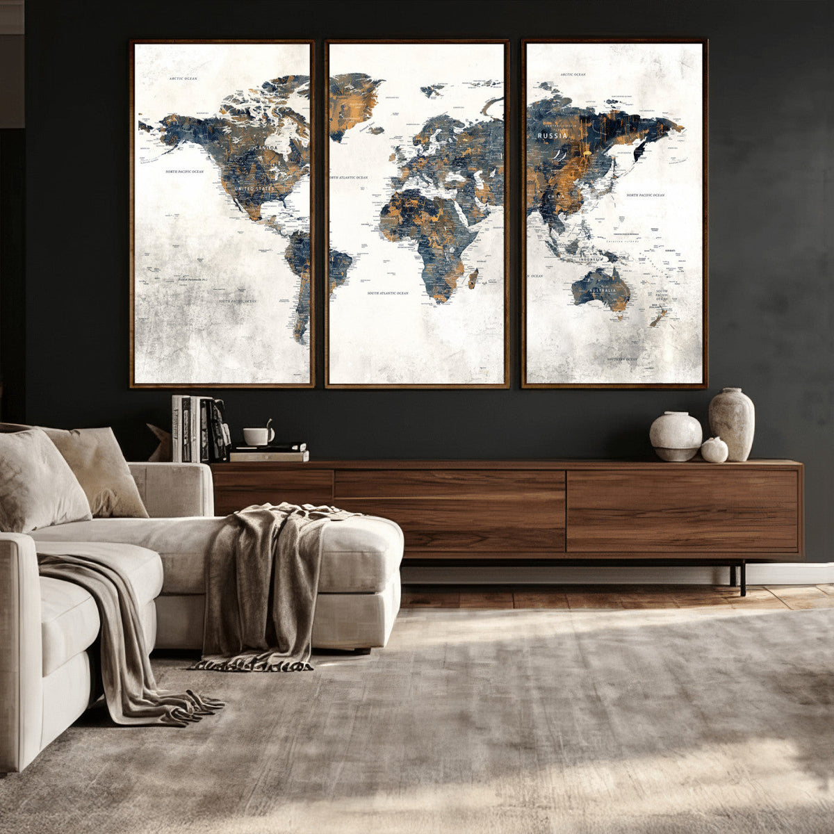 World Map Wall Art Canvas Print for Office Wall Decor