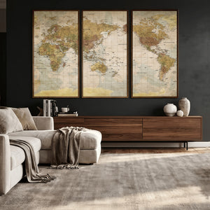 World Map Canvas Print – Detailed Map of the World Wall Art