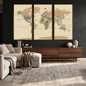 Extra Large World Map Canvas Print – Detailed Map of the