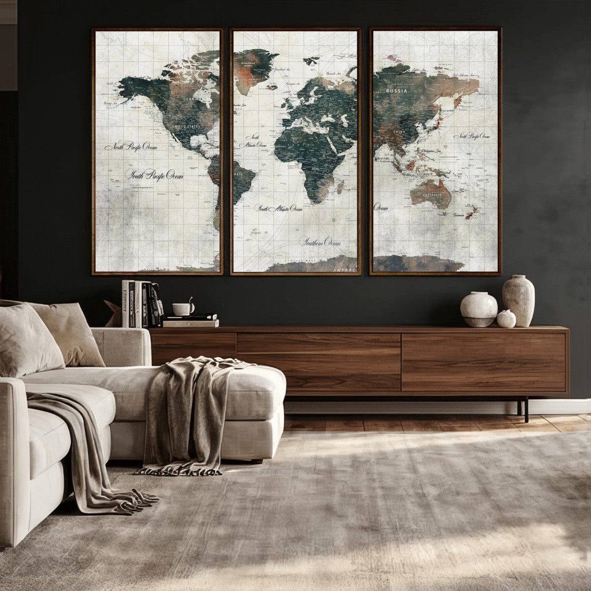 World Map Canvas Print – Framed Travel Map Wall Art for