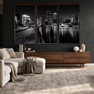 Boston Wall Art Canvas Print, Boston City Downtown Night