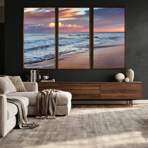 Ocean Sunset Wall Art Canvas Print – Coastal Beach