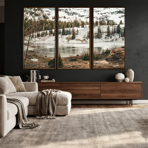 Snowy Mountain Landscape Wall Art Canvas Print, Alpine Pine